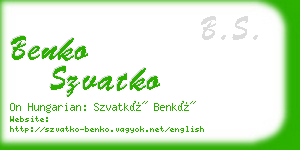 benko szvatko business card